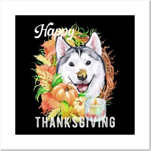 Siberian Husky Dog Owner Thanksgiving Celebration Harvest Theme Posters and Art